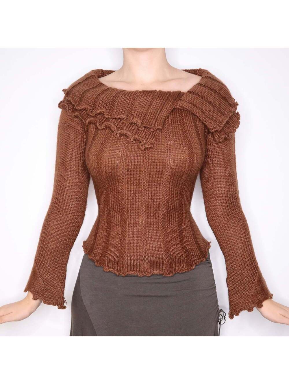 Y2K Italian Brand Brown Corset Sweater (XS/S/M)